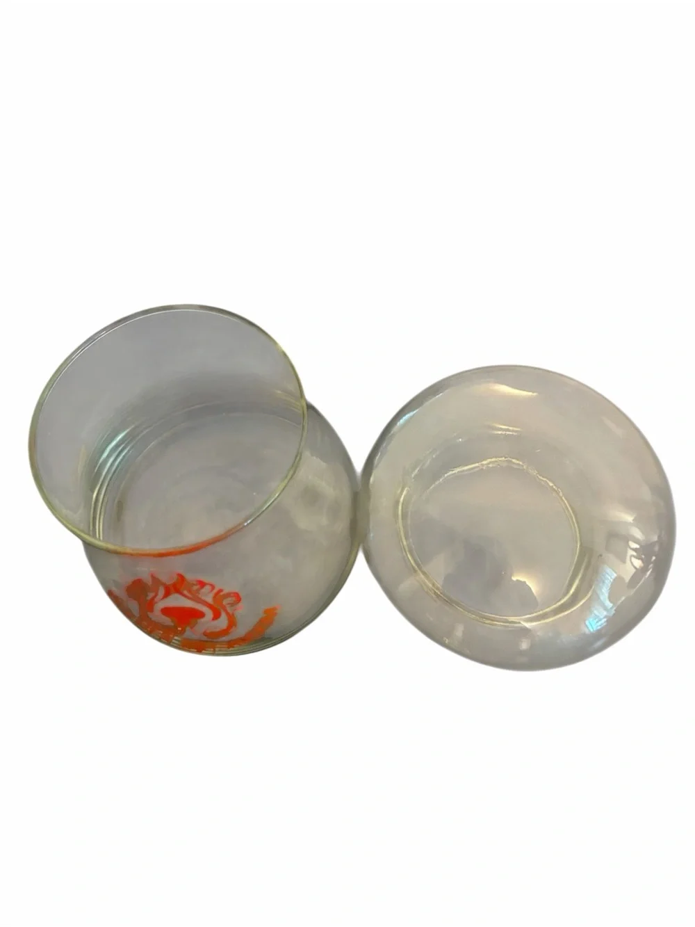Vintage Golden Mushroom Clear Glass Canister Jar with Domed Lid Retro 70s Decor